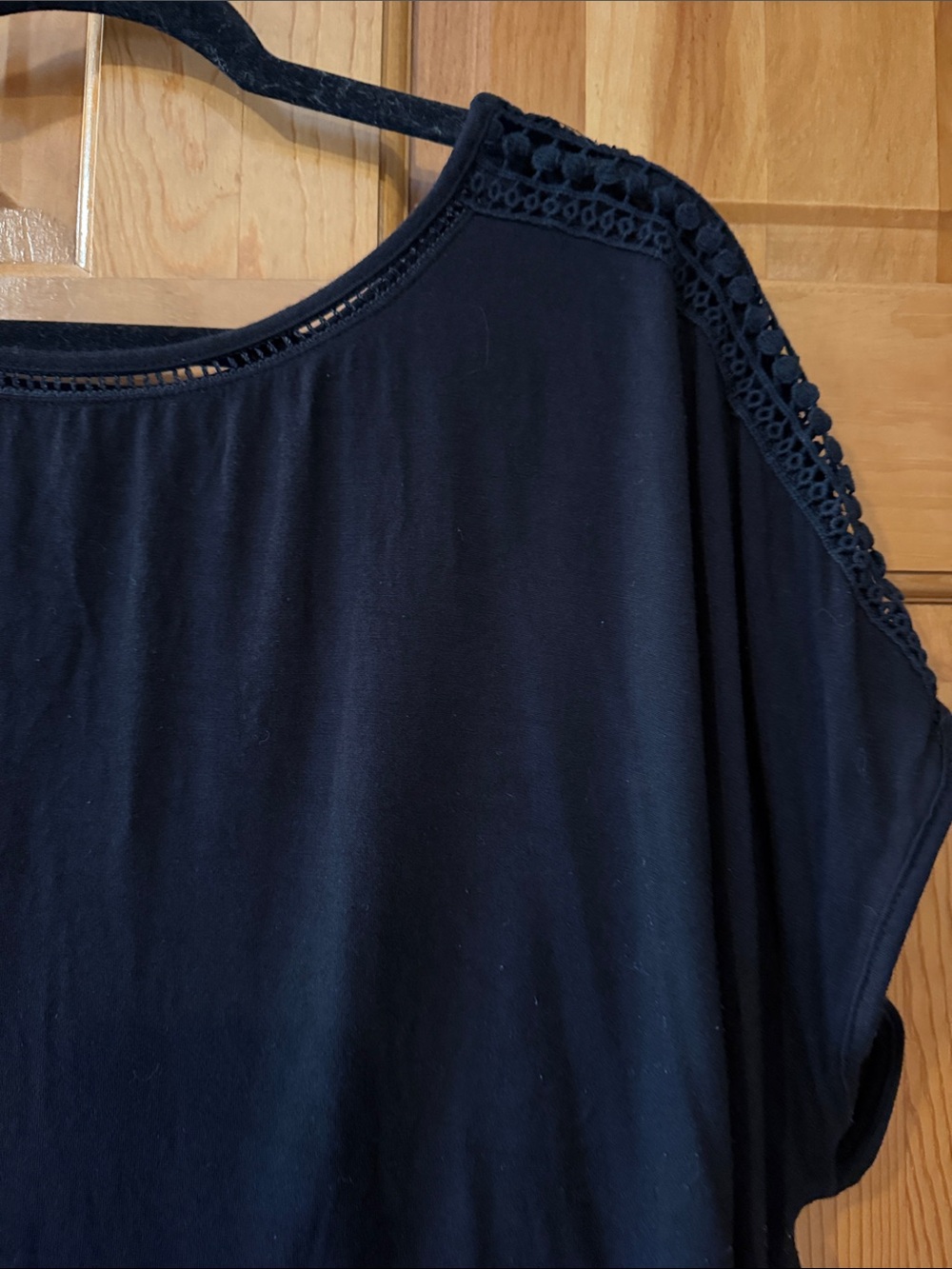 Cable & Gauge Black Crochet-Shoulder Tunic